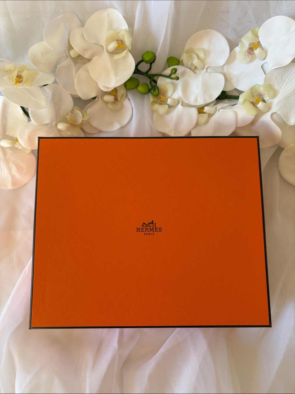 Hermes Handbag Storage Box and Tissue Paper - 9” L x 7.25” W x 2.75” D